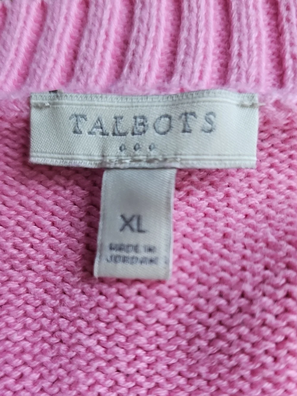 Talbots Pink Open Knit Long Sleeve Crewneck Sweater Women's Size XL